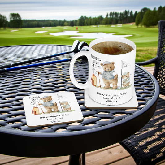 Personalised Mug & Coaster - World's Best Daddy Golf