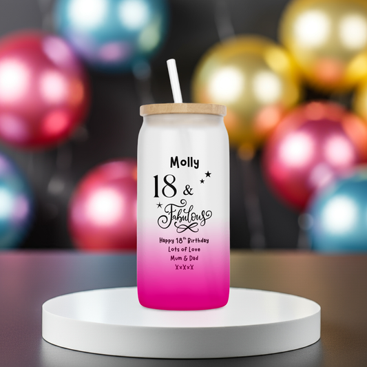 Personalised Ombre Coloured Glass Tumbler - Fabulous Birthday