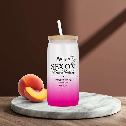 Personalised Ombre Coloured Glass Tumbler - Sex On the Beach Design
