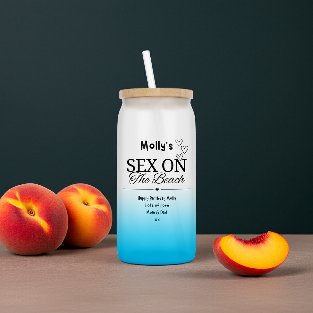 Personalised Ombre Coloured Glass Tumbler - Sex On the Beach Design