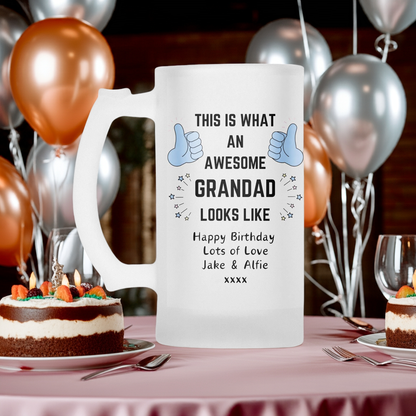 Personalised Frosted Glass Tankard - Awesome Grandad