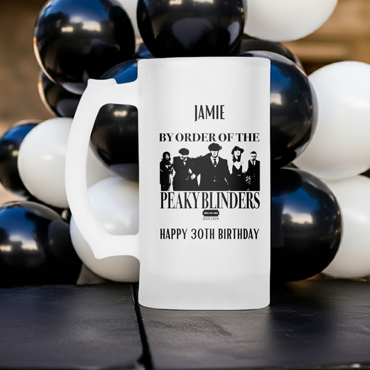 Personalised Frosted Glass Tankard - Peaky Blinders