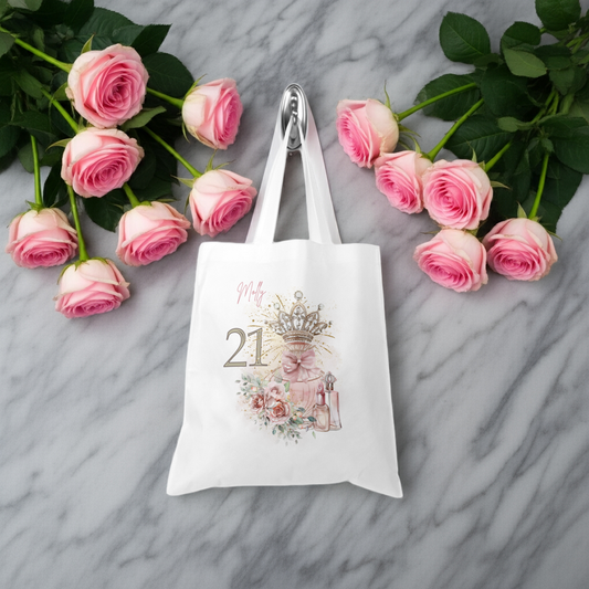 Personalised Tote Shopping Bag - 21st Birthday Crown