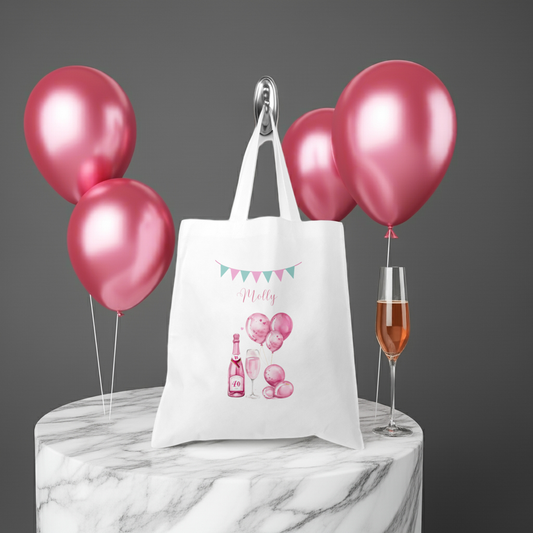 Personalised Tote Shopping Bag - 40th Birthday Pink Balloons
