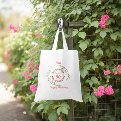 Personalised Tote Shopping Bag - Birthday Limited Edition Floral Design