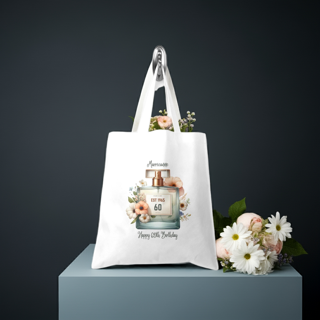 Personalised Tote Shopping Bag - Birthday Perfume Design