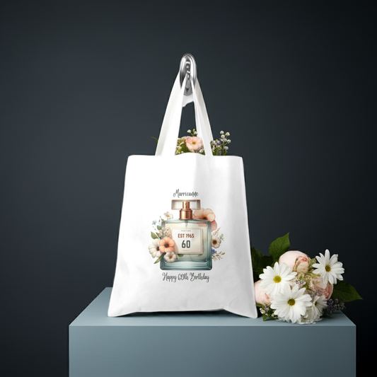 Personalised Tote Shopping Bag - Birthday Perfume Design