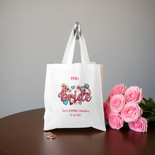 Personalised Tote Shopping Bag - Bride Wedding Design