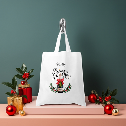 Personalised Tote Shopping Bag - Christmas Prosecco