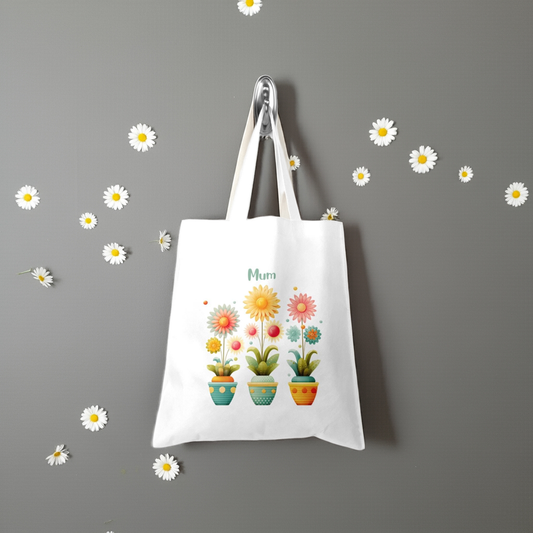Personalised Tote Shopping Bag - Daisies Design