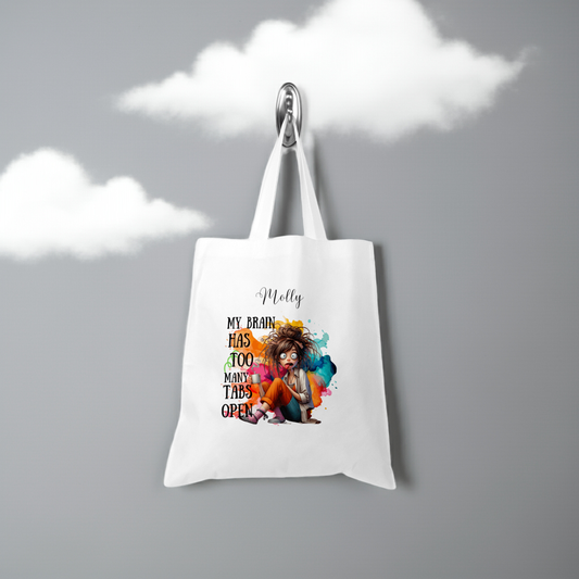 Personalised Tote Shopping Bag - Funny Brain Design