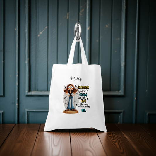 Personalised Tote Shopping Bag - Funny Husband Design