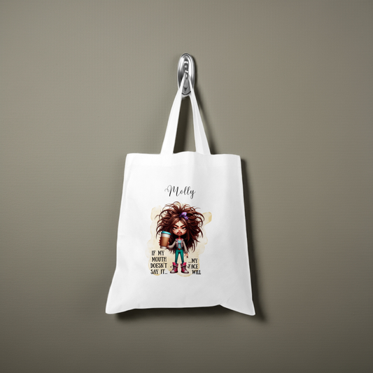 Personalised Tote Shopping Bag - Funny Mouth/Face Design