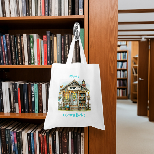 Personalised Tote Shopping Bag - Library Design