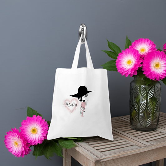 Personalised Tote Shopping Bag - Pink Prosecco Champagne Girl Design