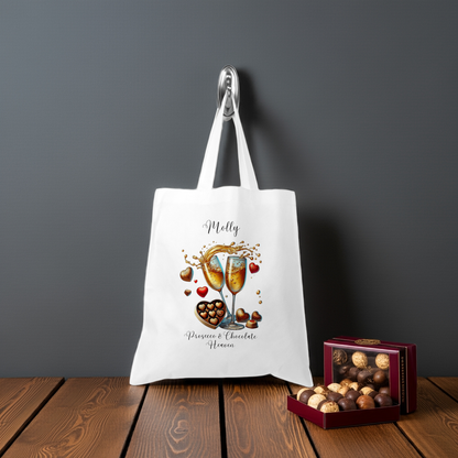 Personalised Tote Shopping Bag - Prosecco & Chocolates Design