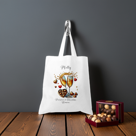 Personalised Tote Shopping Bag - Prosecco & Chocolates Design