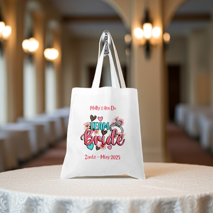 Personalised Tote Shopping Bag - Team Bride Design