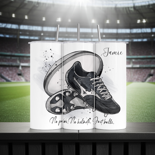 Personalised Tumbler Travel Sports Bottle - Rugby Design