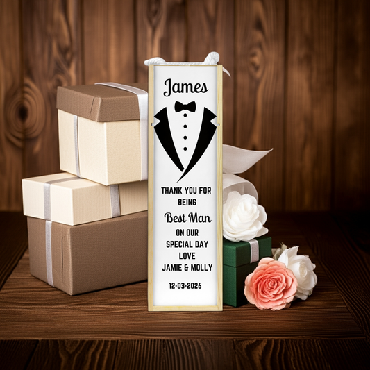 Personalised Wooden Wine Bottle Gift Box - Best Man