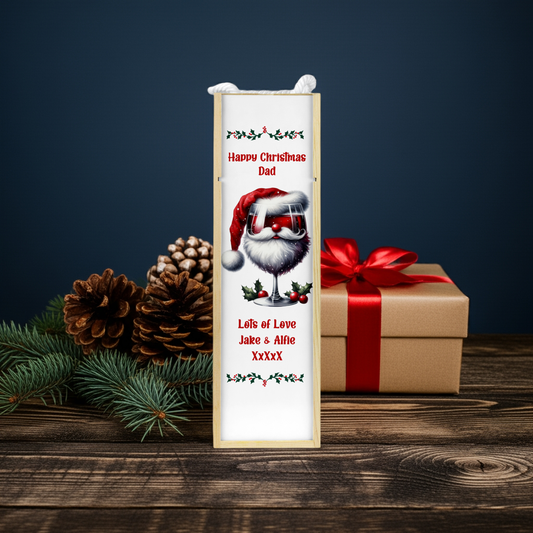 Personalised Wooden Bottle Gift Box - Christmas Red Wine Design