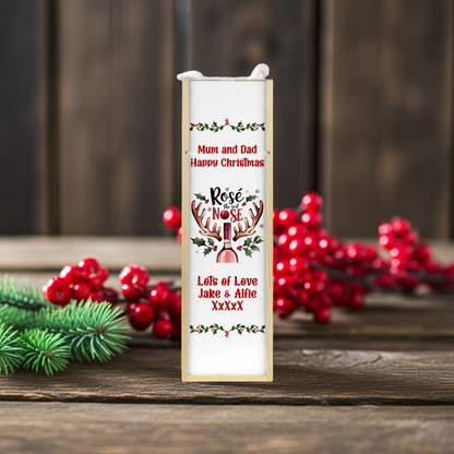 Personalised Wooden Bottle Gift Box - Christmas Rose Wine Design