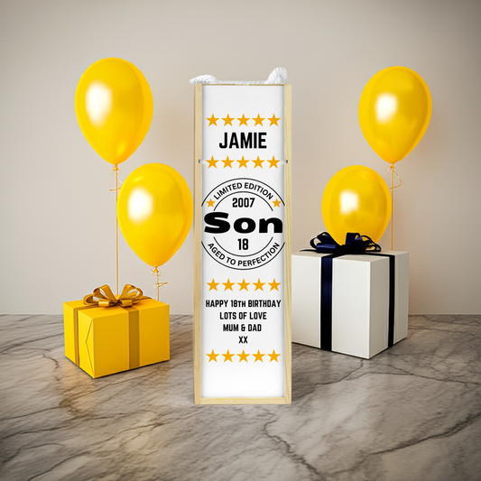Personalised Wooden Bottle Gift Box - Son Birthday