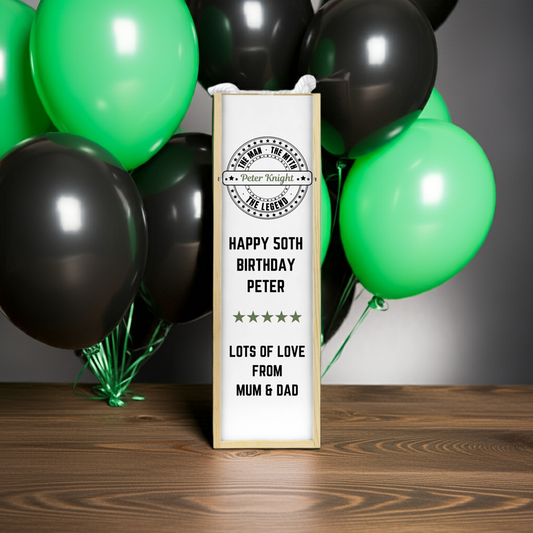 Personalised Wooden Bottle Gift Box - The Man The Myth The Legend Design