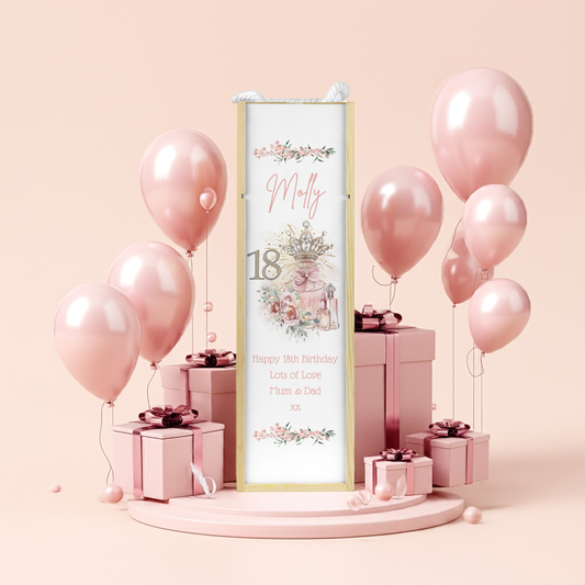 Personalised Wooden Wine Bottle Gift Box - 18th Birthday Crown