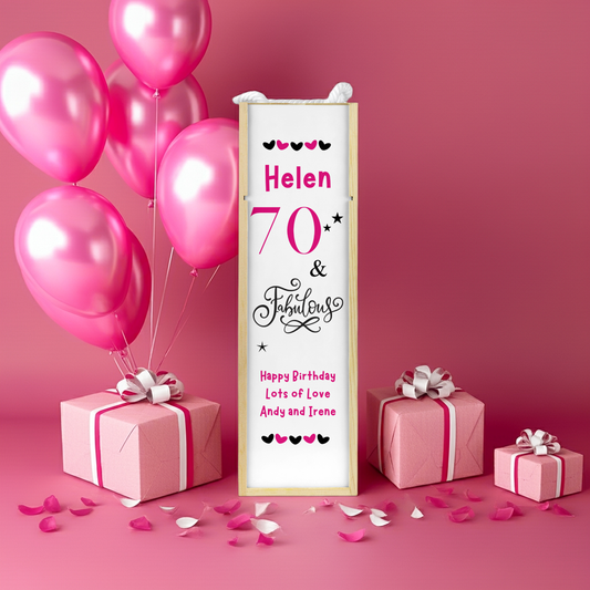Personalised Wooden Wine Bottle Gift Box - Fabulous Birthday
