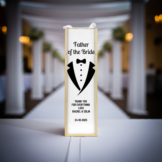 Personalised Wooden Wine Bottle Gift Box - Father of the Bride Design