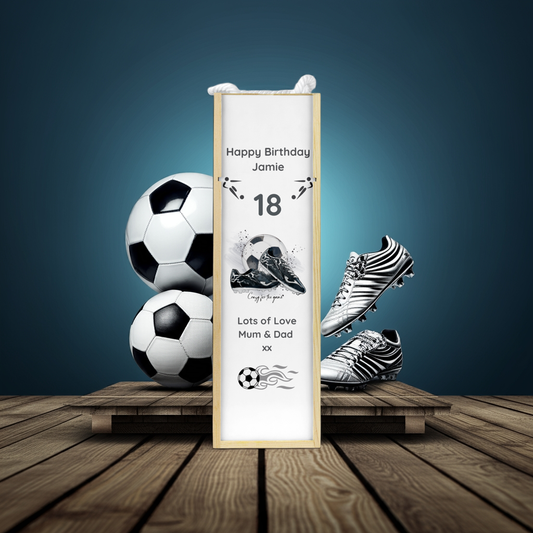 Personalised Wooden Wine Bottle Gift Box - Football Crazy Design
