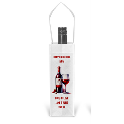 Personalised Bottle Gift Bag - Red Wine Design