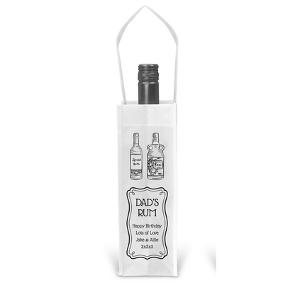 Personalised Bottle Gift Bag - Black & White Rum Design