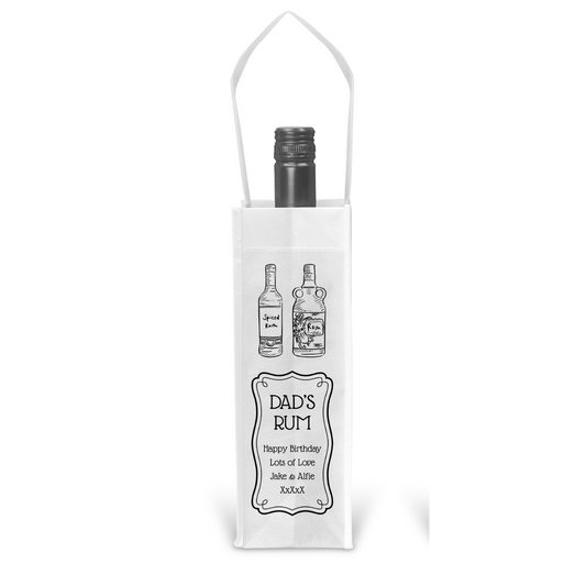 Personalised Bottle Gift Bag - Rum Black & White Design