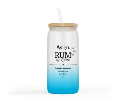 Personalised Ombre Coloured Glass Tumbler - Rum Design