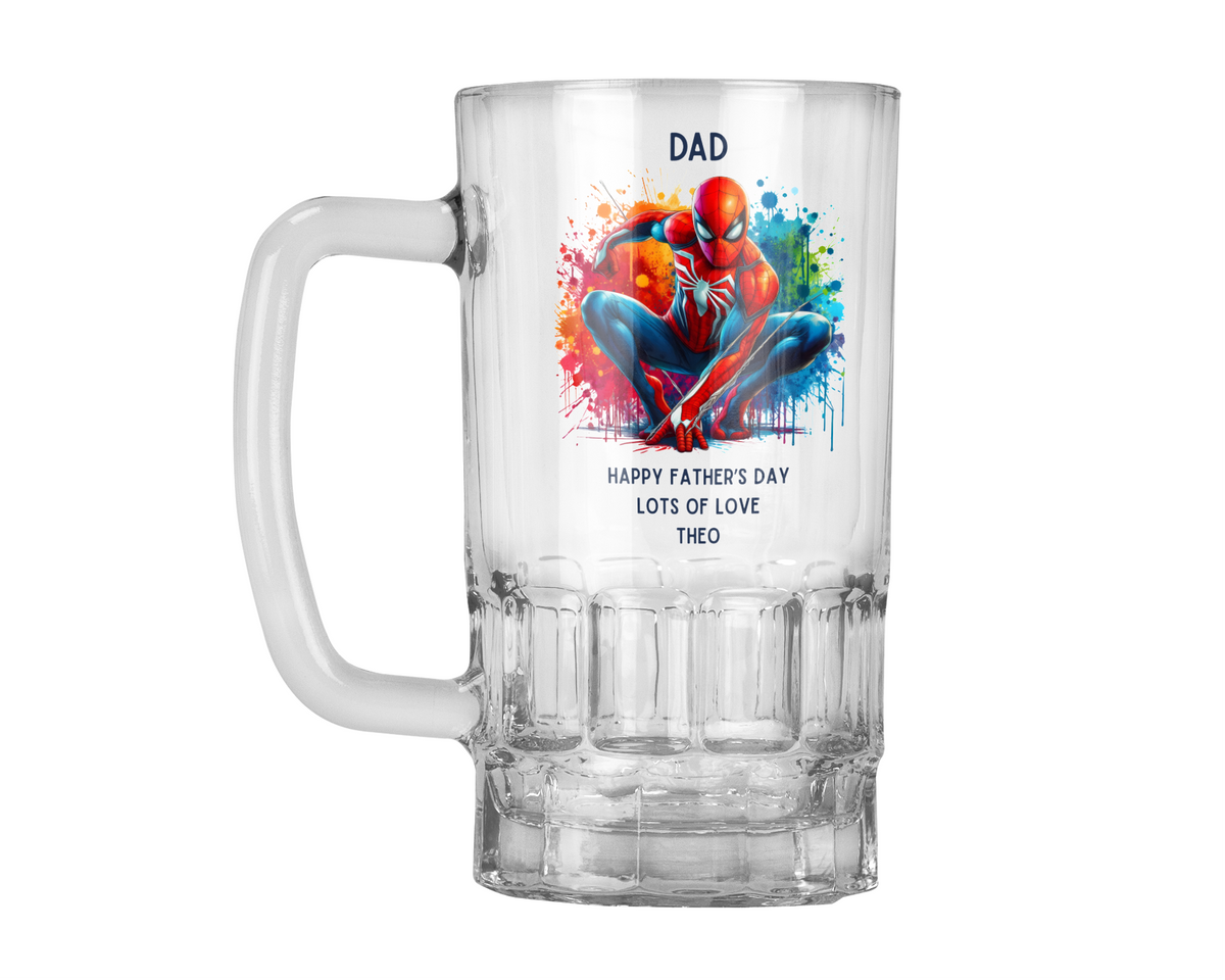 Personalised Spiderman Pint Glass Beer Tankard