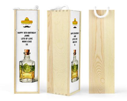 Personalised Wooden Bottle Gift Box - Tequila Design