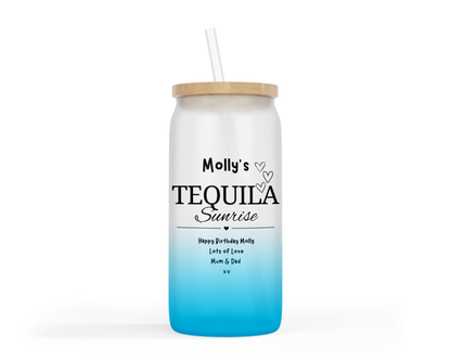 Personalised Ombre Coloured Glass Tumbler - Tequila Sunrise Design