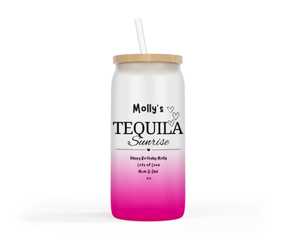 Personalised Ombre Coloured Glass Tumbler - Tequila Sunrise Design