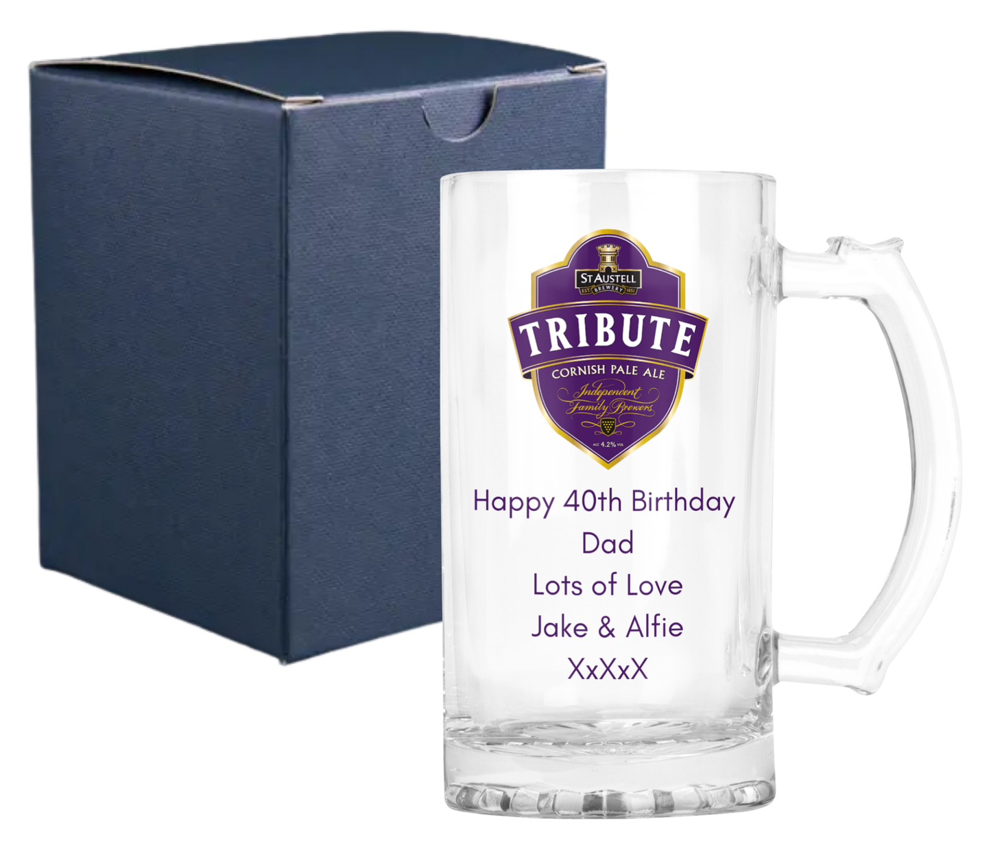 Personalised Glass Beer Tankard Mug - St Austell Tribute Pale Ale Design