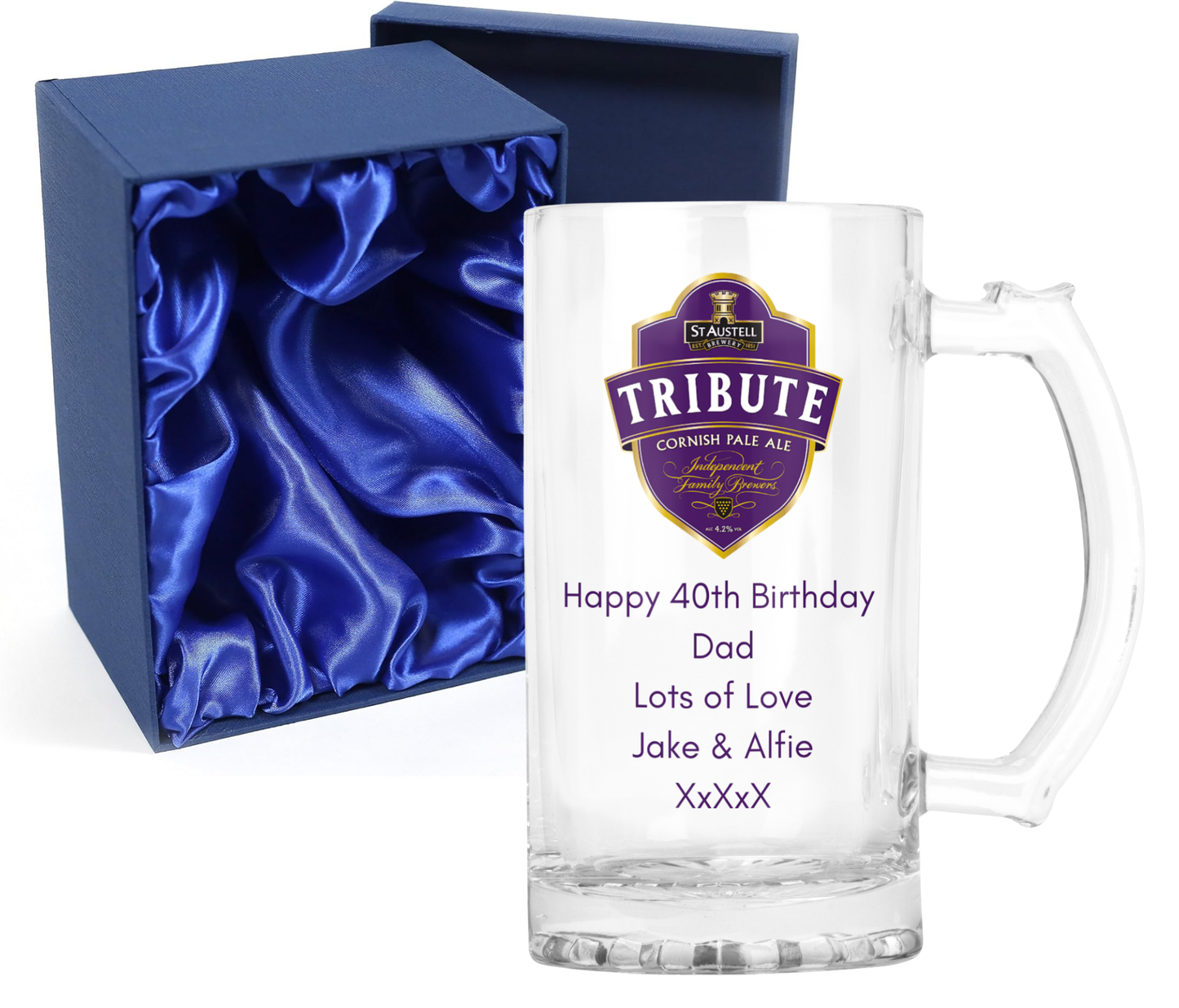 Personalised Glass Beer Tankard Mug - St Austell Tribute Pale Ale Design