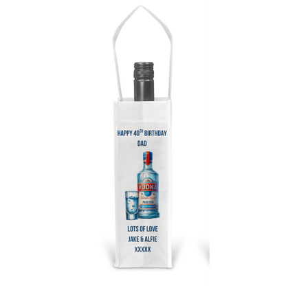 Personalised Bottle Gift Bag - Vodka Blue Design