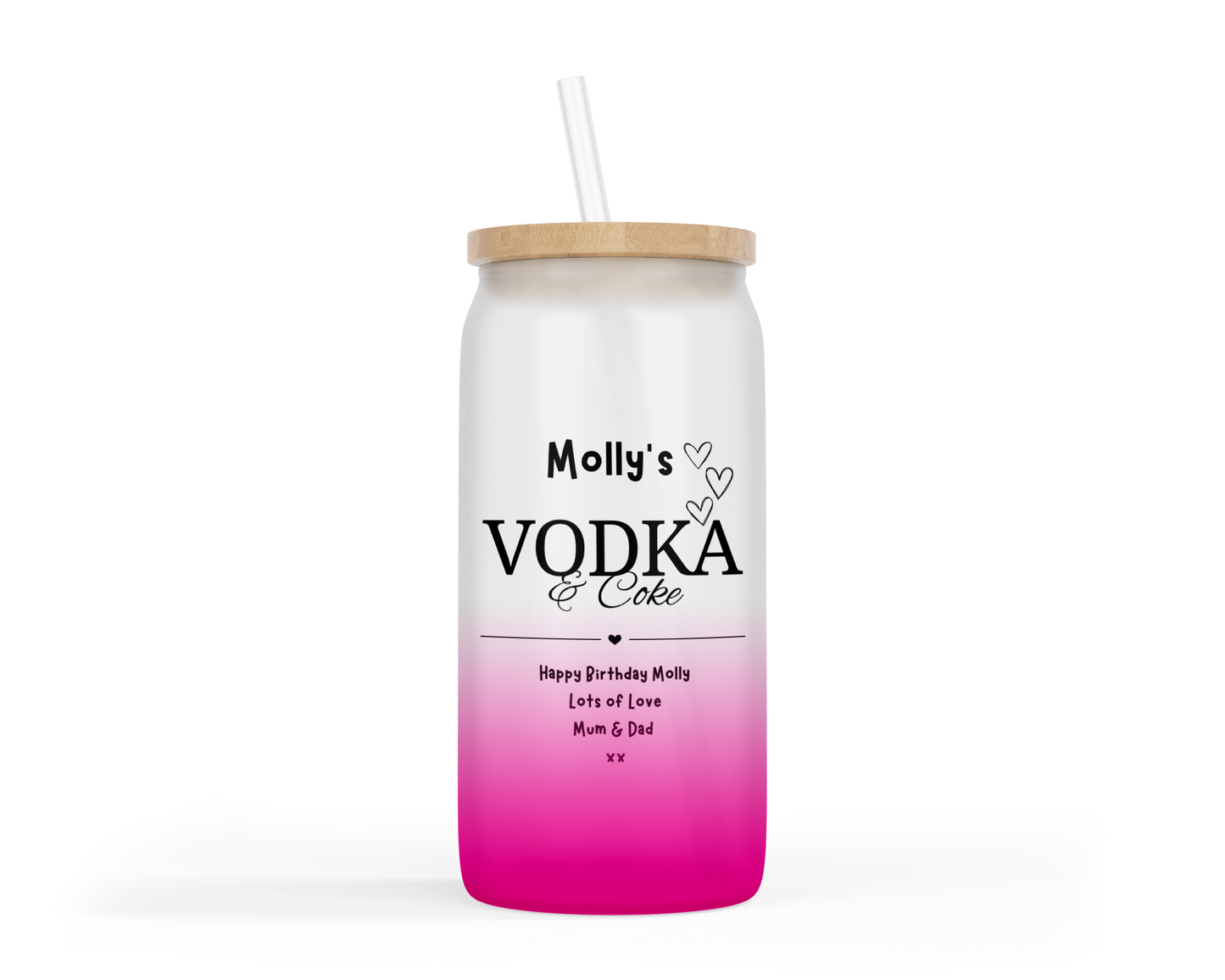 Personalised Ombre Coloured Glass Tumbler - Vodka Design