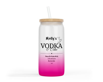 Personalised Ombre Coloured Glass Tumbler - Vodka Design