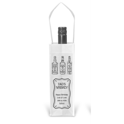 Personalised Bottle Gift Bag - Whiskey Black & White Design