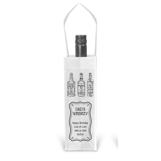 Personalised Bottle Gift Bag - Whiskey Black & White Design