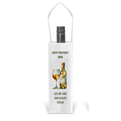 Personalised Bottle Gift Bag - White Wine Design