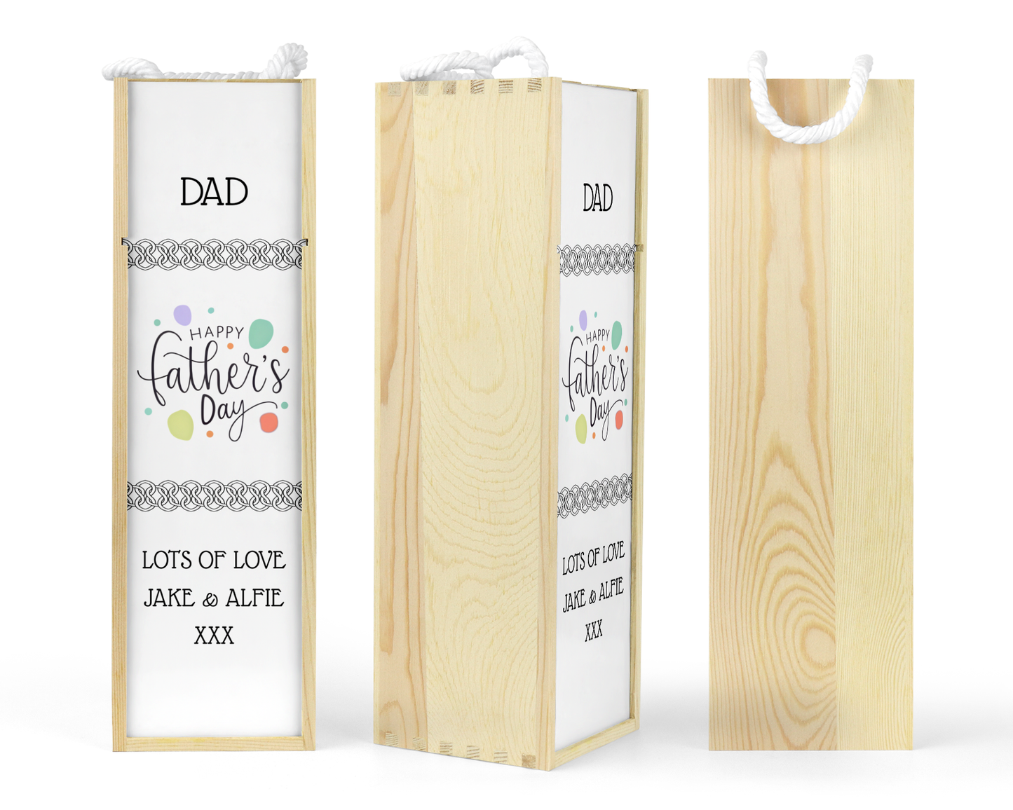 Personalised Wooden Wine Bottle Gift Box - Father's Day