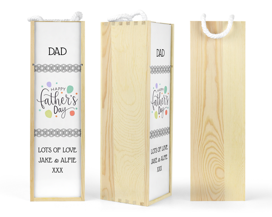 Personalised Wooden Wine Bottle Gift Box - Father's Day